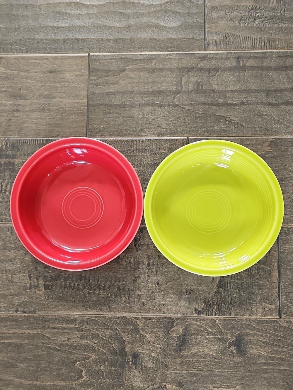 Vintage Home Laughlin Fiesta Red and Green (Lemongrass) Ceramic Bowls - Pair